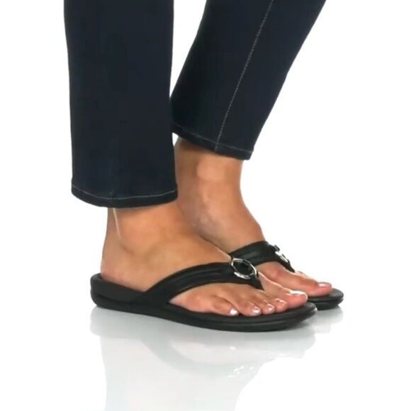 Vionic Women’s Size 7 Thong Aloe Arch Support Flip Flop Slip-on Sandals Black - Picture 1 of 10